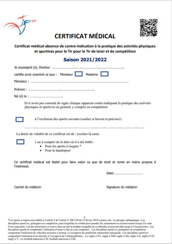 Certificat M Dical Pour Demander La Licence De Tir